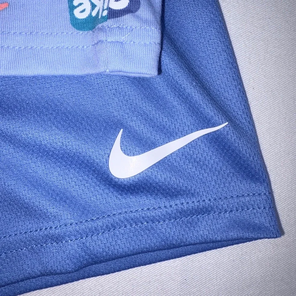 Nike 2-Piece Set 4 Blue Beyond NEW Logo Tee Mesh Shorts 86M858-UAV